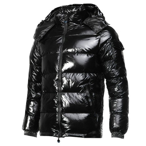 shiny puffer jacket with hood